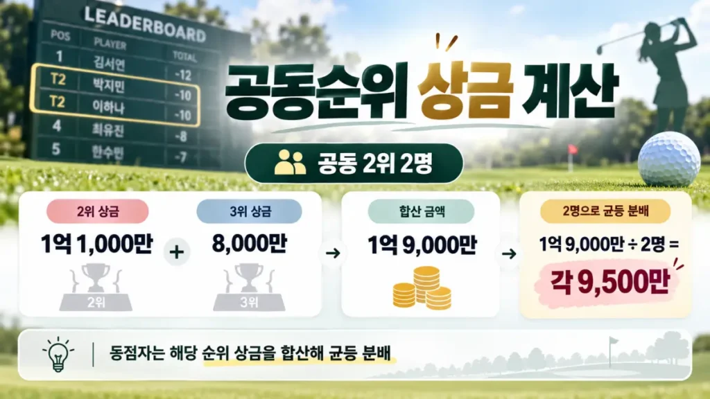 KLPGA 상금 배분 방식|우승상금은 총상금의 몇 %? 공동순위 계산까지 3 KLPGA 공동순위 상금 계산