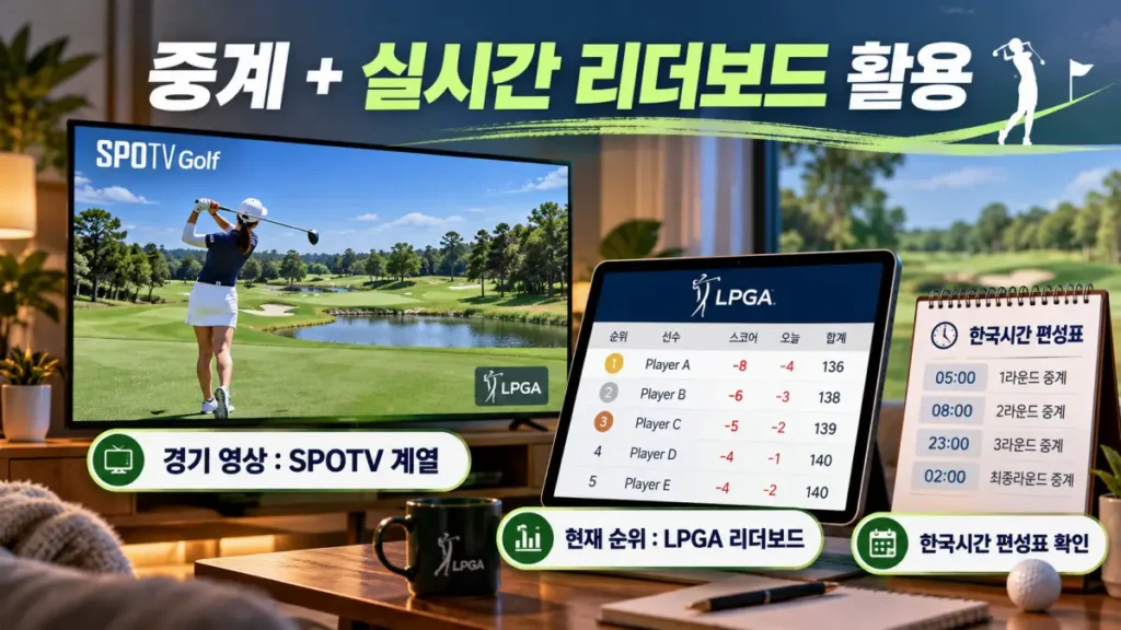 LPGA 중계 보는 방법|SPOTV TV·모바일·인터넷 시청 총정리 4 LPGA 중계와 실시간 리더보드 활용