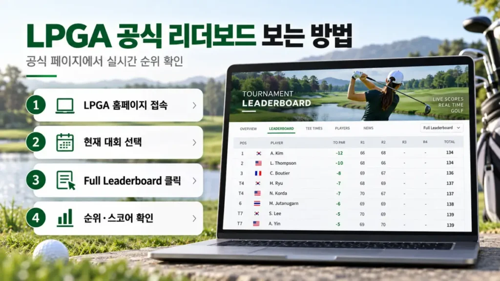 LPGA 공식 리더보드 보는 방법